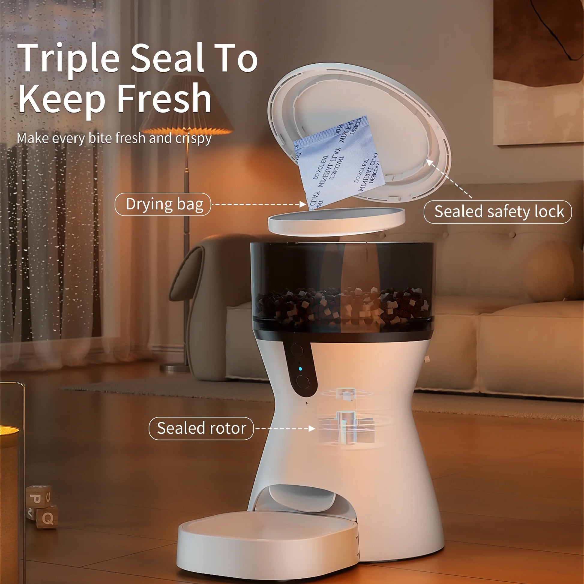 Automatic Cat Feeders 2.4G Wifi, Automatic Dog Food Dispenser, Timed Pet Feeder with 10S Dining Voice Record, 20 Cups/4L Smart Pet Feeder, Auto Pet Feeder for Cats and Small Dogs