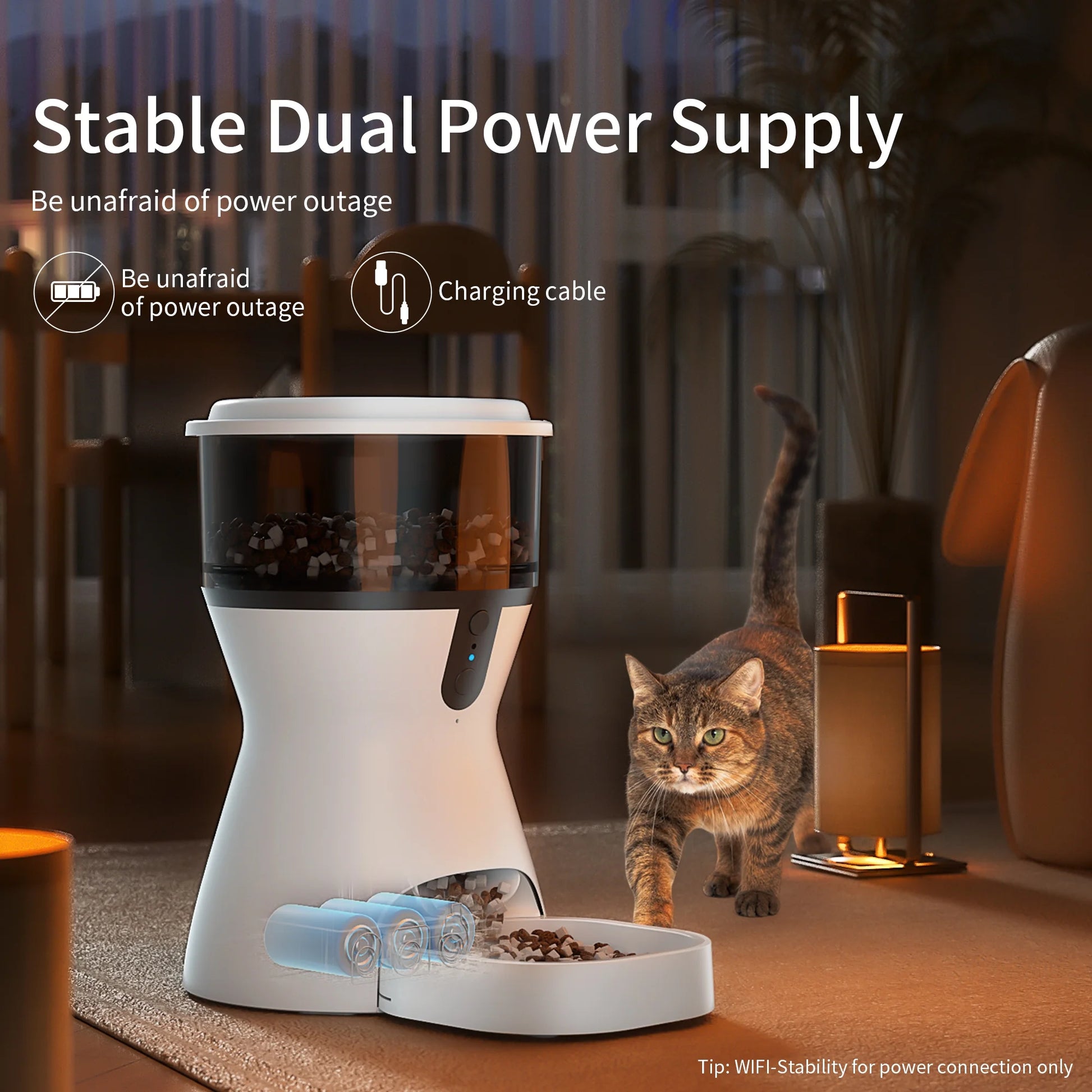 Automatic Cat Feeders 2.4G Wifi, Automatic Dog Food Dispenser, Timed Pet Feeder with 10S Dining Voice Record, 20 Cups/4L Smart Pet Feeder, Auto Pet Feeder for Cats and Small Dogs
